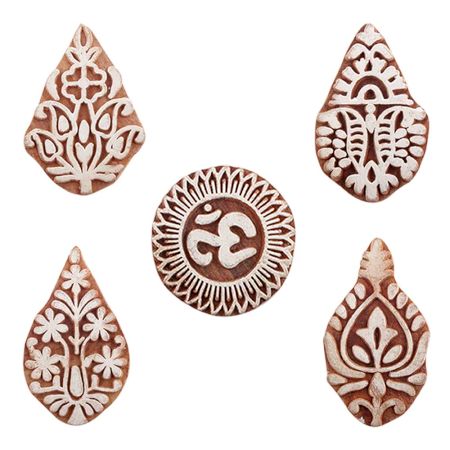 Set of 5 Piece New Mix Wooden Printing Blocks